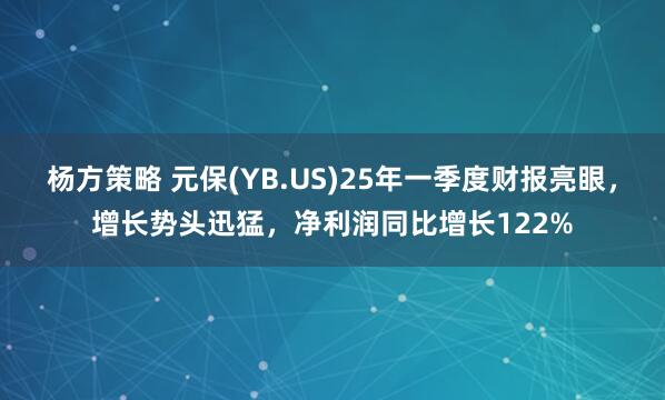 杨方策略 元保(YB.US)25年一季度财报亮眼，增长势头迅猛，净利润同比增长122%